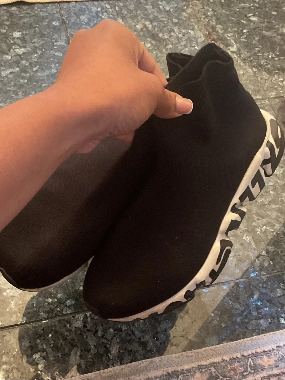 Balenciaga Kids Black Knit Slip-On Sneakers with White Branded Sole